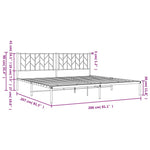 ZNTS Metal Bed Frame with Headboard White 200x200 cm 374493