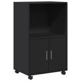 Rolling Cabinet Black 55x40x91 cm Engineered Wood 853183