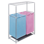 2-Section Laundry Sorter Hampers 2 pcs with a Top Shelf for Drying 3051493