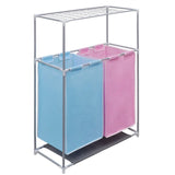 2-Section Laundry Sorter Hampers 2 pcs with a Top Shelf for Drying 3051493