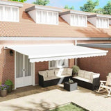 Retractable Awning White 500 x 300 cm Fabric and Metal 3331363
