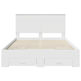 Bed Frame with Headboard White 135 x 190 cm Engineered Wood 3411314