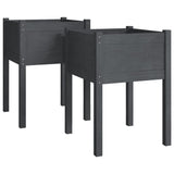 Garden Planters 2 pcs Grey 50x50x70 cm Solid Pinewood 810804