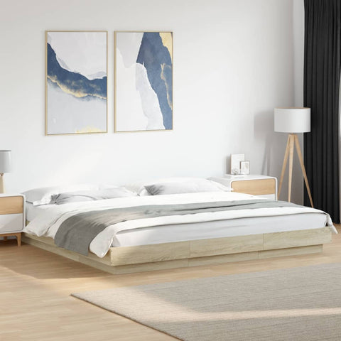 Bed Frame with LED Lights without Mattress Sonoma Oak 180x200cm 3281079