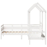 Day Bed and Bench Set with Roof without Mattress White 80x200 cm 3282297