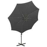 ZNTS Cantilever Garden Parasol with Pole and LED Lights Anthracite 300 cm 312338