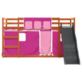 Bunk Bed without Mattress with Slide and Curtains Pink 90x200 cm 3284115