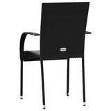 Dining Chair Set of 4 Black PE rattan, powder-coated steel 310084