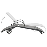 Sun Lounger Grey Powder-Coated Steel 200 x 58 x 32 cm 47845