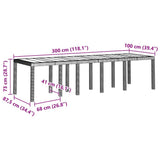 Garden Table White 300 x 100 x 73 cm Poly Rattan 3378522