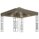 Gazebo with LED String Lights 3x3 m Taupe Fabric 3070330