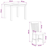 Dining Set 3 pcs Beige Solid Oak Wood 3430321