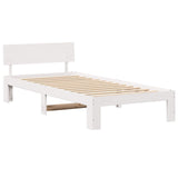 Bed Frame with Headboard White 90 x 200 cm Solid Pine Wood 872669