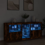 Sideboard with LED Lights Smoked Oak 162x37x67 cm 3209034