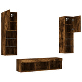 5 Piece TV Wall Units with LED Smoked Oak Engineered Wood 3216608