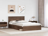 Bed Frame with Headboard Brown Oak 120 x 200 cm Solid Pine Wood 3411034