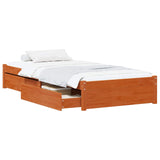 Bed Frame with Drawer with Storage 3 pcs Wax Brown Pine Wood 3423812