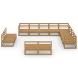 12 Piece Garden Lounge Set Honey Brown Solid Pinewood 3075897