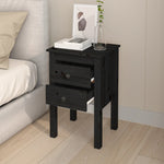 ZNTS Bedside Cabinets 2 pcs Black 40x35x61.5 cm Solid Wood Pine 813698