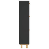 Shoe Cabinet Black 52x25x115 cm Engineered Wood&Natural Rattan 345649