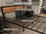 Industrial Double Frame, 5FT Steel Base with Headboard, Footboard, Slatted Support and Under T3398P340963