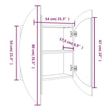 Bathroom Cabinet with Round Mirror&LED White 54x54x17.5 cm 345587