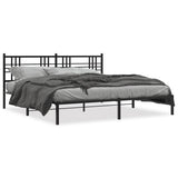 Metal Bed Frame without Mattress with Headboard Black 183x213cm 376329