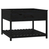 Planter with Shelf Black 111.5x111.5x81 cm Solid Wood Pine 823805