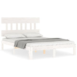 Bed Frame without Mattress White Small Double Solid Wood Pine 3193567