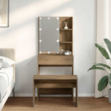 Dressing Table Set with LED Artisan Oak Engineered Wood 3329188
