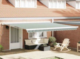 Awning Replacement Fabric Green and White 4 x 3.5 m Polyester 42000659
