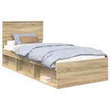 Bed Frame with Headboard Sonoma 90 x 190 cm Solid Pine Wood 3410656