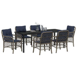 Garden Dining Set with Cushion 7 pcs Grey and Black Rattan 3380251