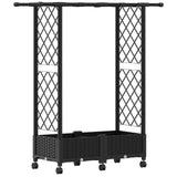 Raised Bed with Trellis and Roof Black 122.5 x 40 x 127 cm PP 3423026