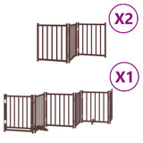 Dog Gate with Door Foldable 12 Panels Brown 600 cm Poplar Wood 3155716