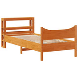 Bed Frame with Headboard Wax Brown 75x190 cm Small Single Solid Wood Pine 3306329
