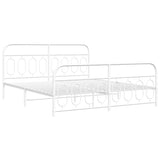 Metal Bed Frame without Mattress with Footboard White 160x200cm 377187