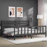 Bed Frame without Mattress Grey 200x200 cm Solid Wood Pine 3192058