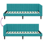 Corner Bed Frame with Headboard Turquoise 100 x 200 cm Velvet 42016446