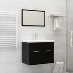 ZNTS 2 Piece Bathroom Furniture Set Black Engineered Wood 804783