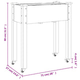 Wheeled Planter with Liner Brown 71x37x80 cm Solid Wood Fir 3157824