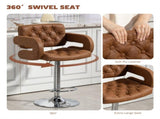 PU Leather Upholstered Swivel Bar Stool, Height Adjustable with Back, Armrest, Footrest, Brown T3398P552561