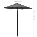 Garden Parasol with LED Lights Anthracite 200x211 cm Aluminium 313559