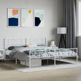 Metal Bed Frame without Mattress with Footboard White 180x200cm 355534