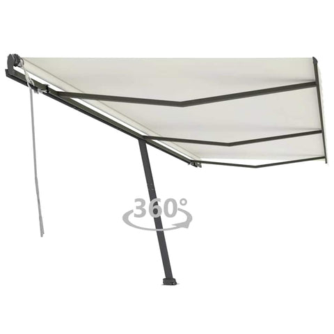 Freestanding Manual Retractable Awning 600x300 cm Cream 3069797