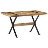 ZNTS Dining Table 140x70x76 cm Rough Mango Wood 321606