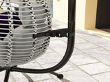 Single Rattan Hanging Egg Chair, with Seat Cushion - Grey T3398P311631