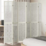 Room Divider 6 Panels White Solid Wood Paulownia 358683