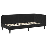 Corner Bed Frame with Headboard Black 90 x 190 cm Velvet 42016601