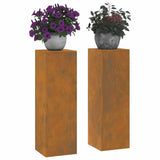 Plant Stand 2 pcs Rusty 24 x 24 x 75 cm Weathering Steel 865826